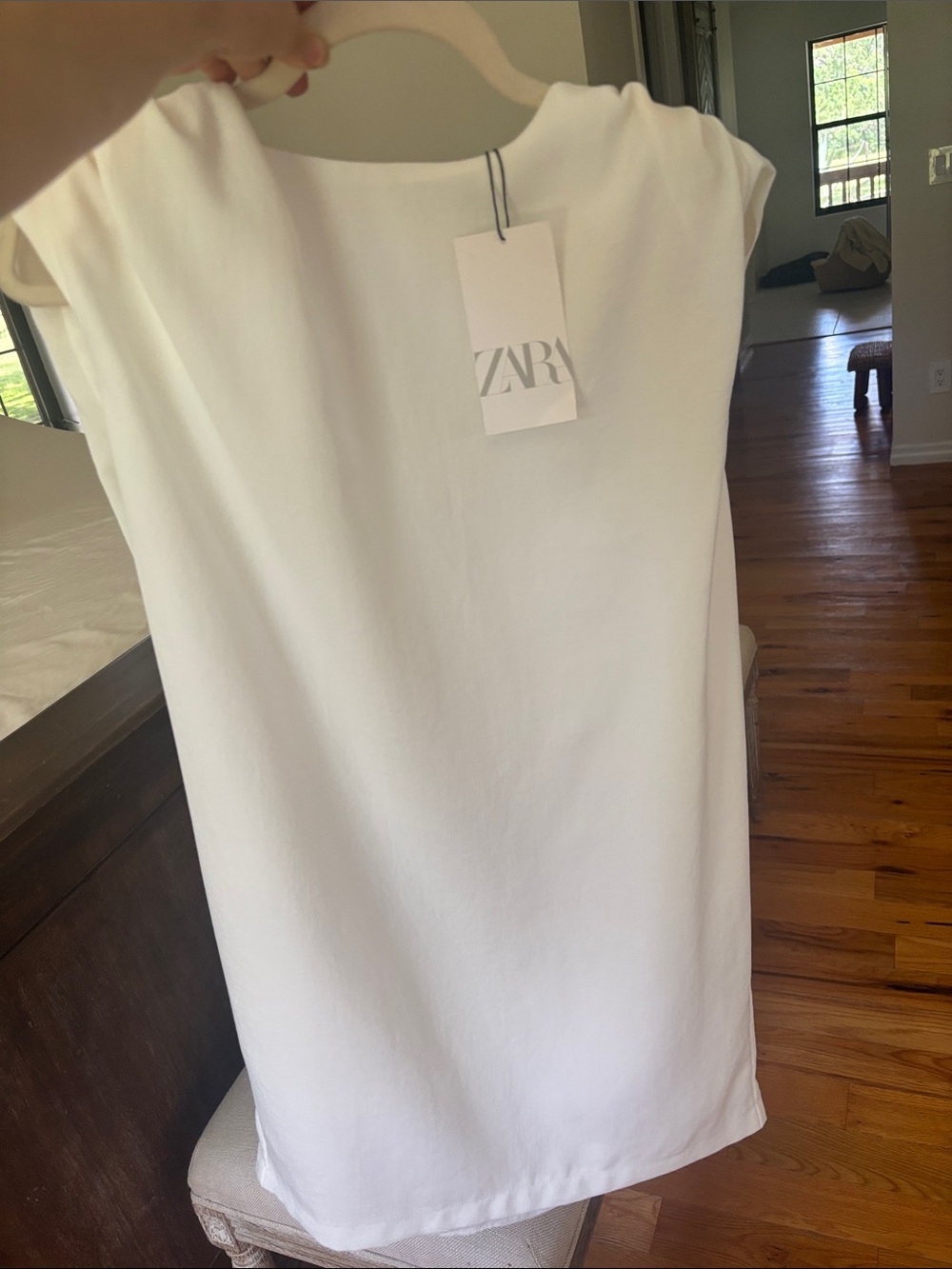 ZARA Cream Cap-Sleeve Shift Tunic